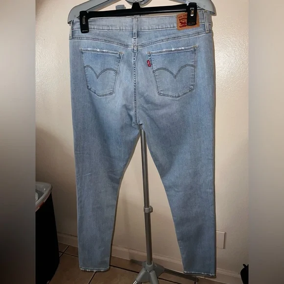 Women's Light Blue Distressed Jeans - Picture 2 of 3